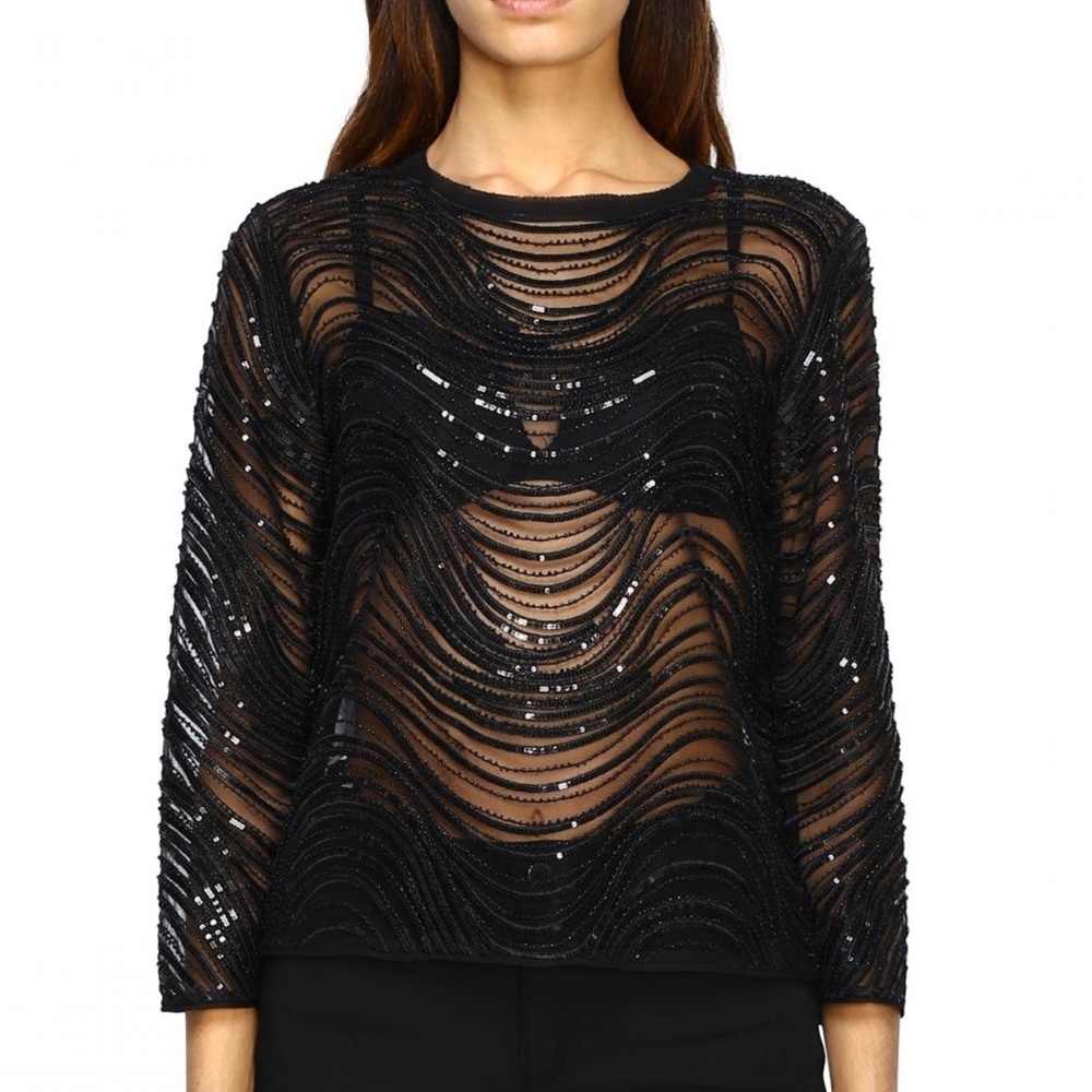 Emporio Armani sequin & beaded evening top